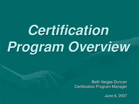 Cert Program Overview